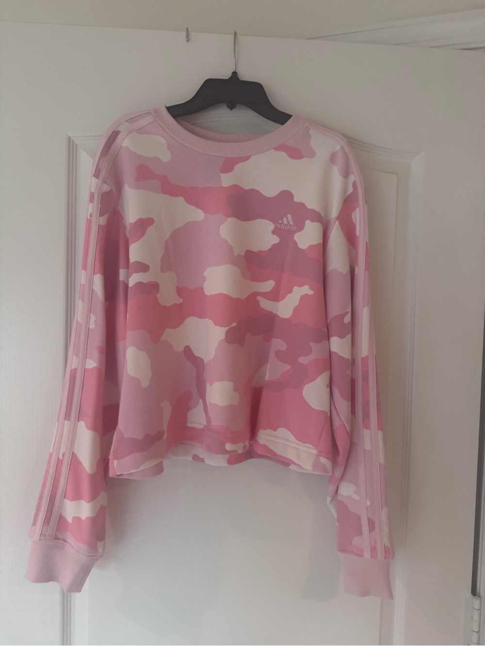 Adidas Pink & White Camo Crewneck Sweatshirt - Women's